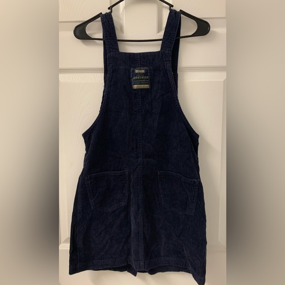 Vintage Squeeze Jeans Corduroy Overall Dress Navy SZ Small - Picture 4 of 5